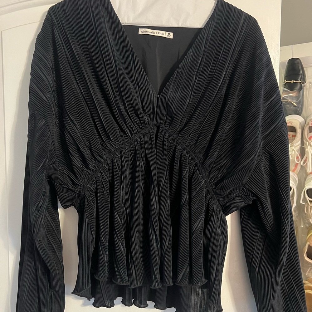 Abercrombie Black Pleated Blouse